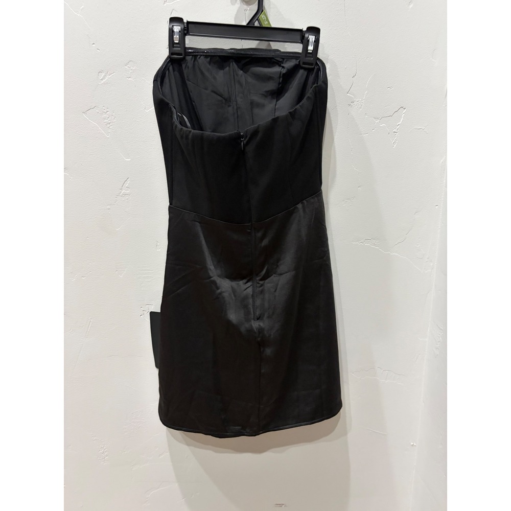 Lulus Black Strapless Mini Dress Satin Draped Skirt Cocktail‎ Party Size S